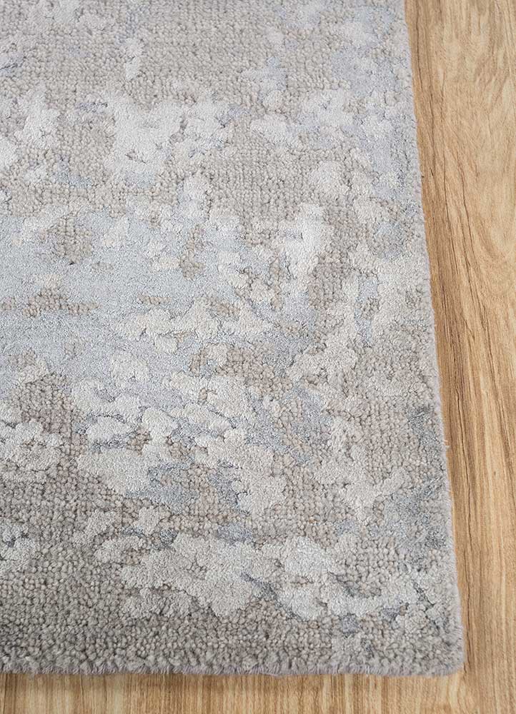 tattvam grey and black wool and bamboo silk hand knotted Rug - Corner tattvam grey and black wool and bamboo silk hand knotted Rug - Corner